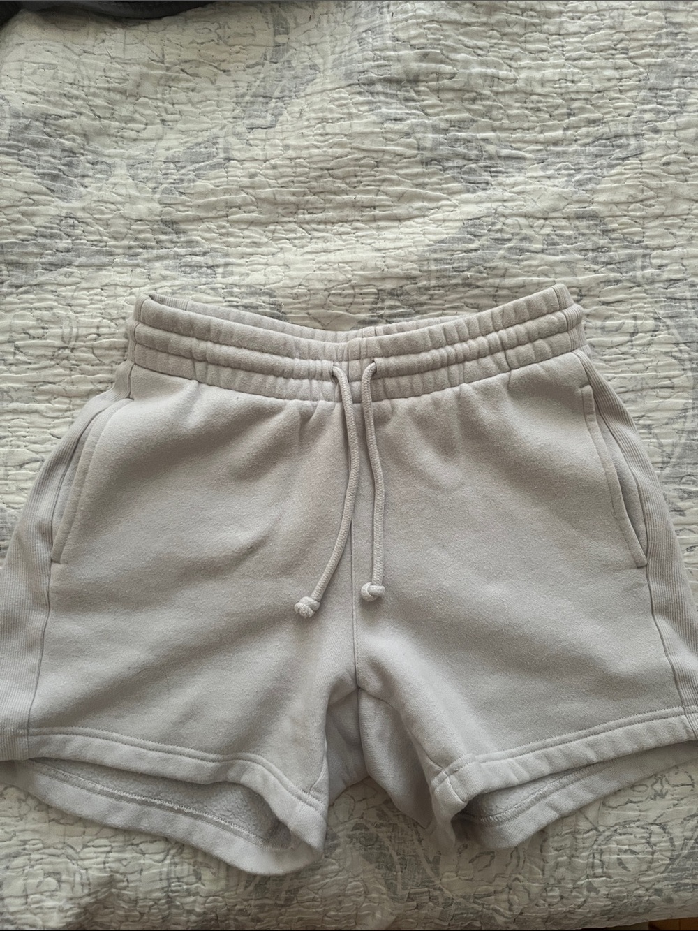 TNA Light Beige High-Rise Drawstring Athletic Shorts